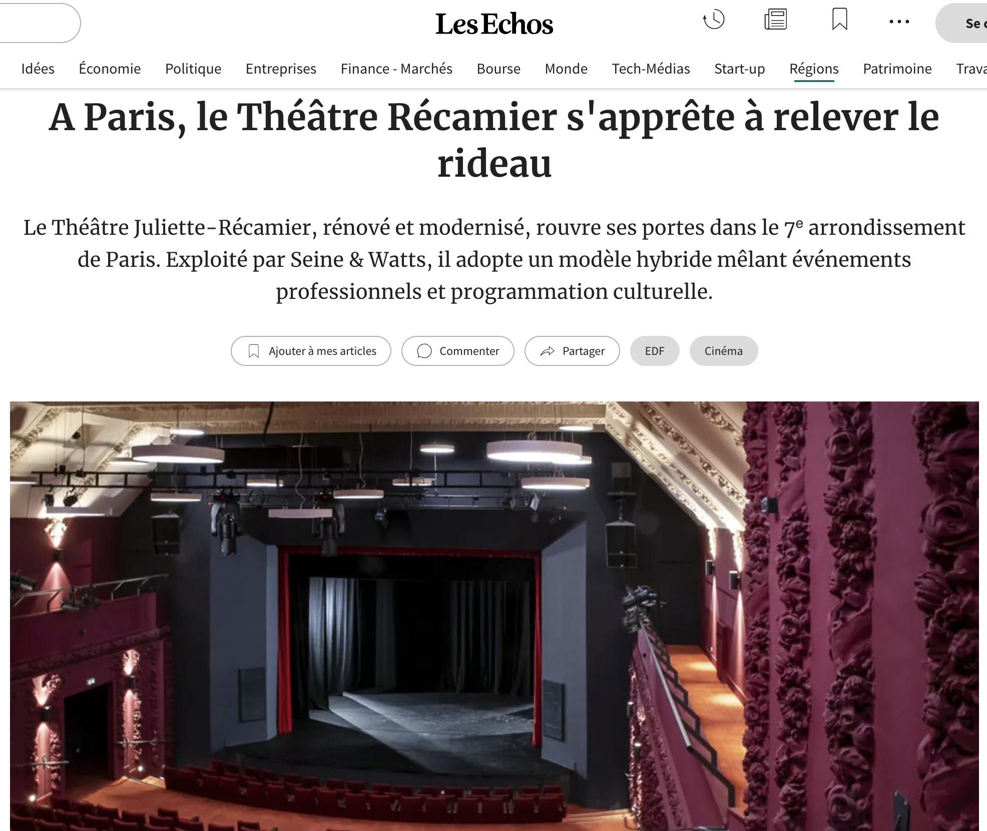 A Paris, le Théâtre Récamier s'apprête à relever le rideau